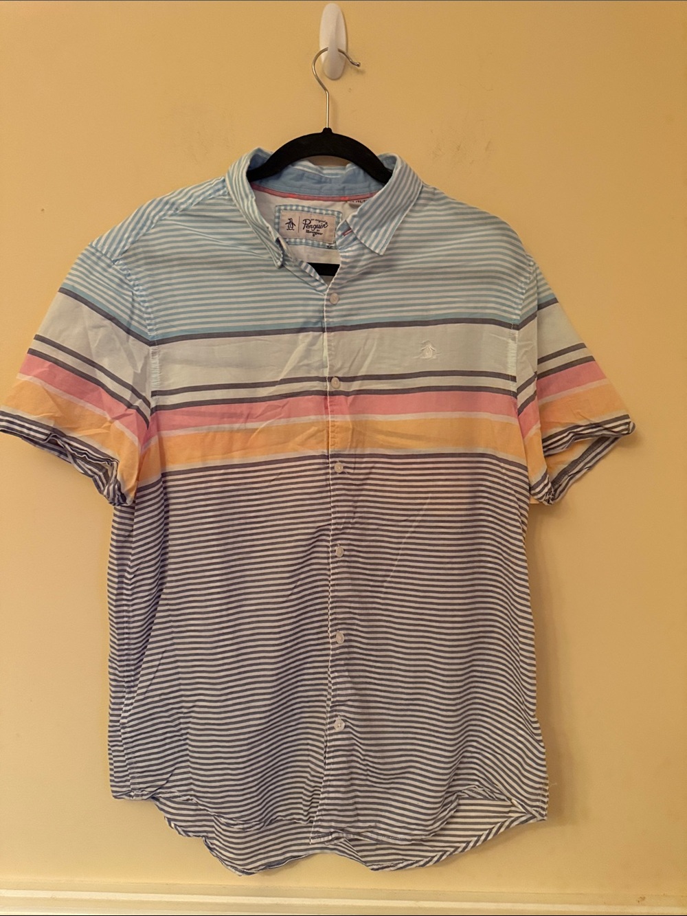 Men's Striped Short-Sleeve‎ Button-Up Shirt - Pastel Multicolor